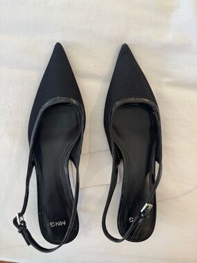 Mango Black Pointed Slingback Heels